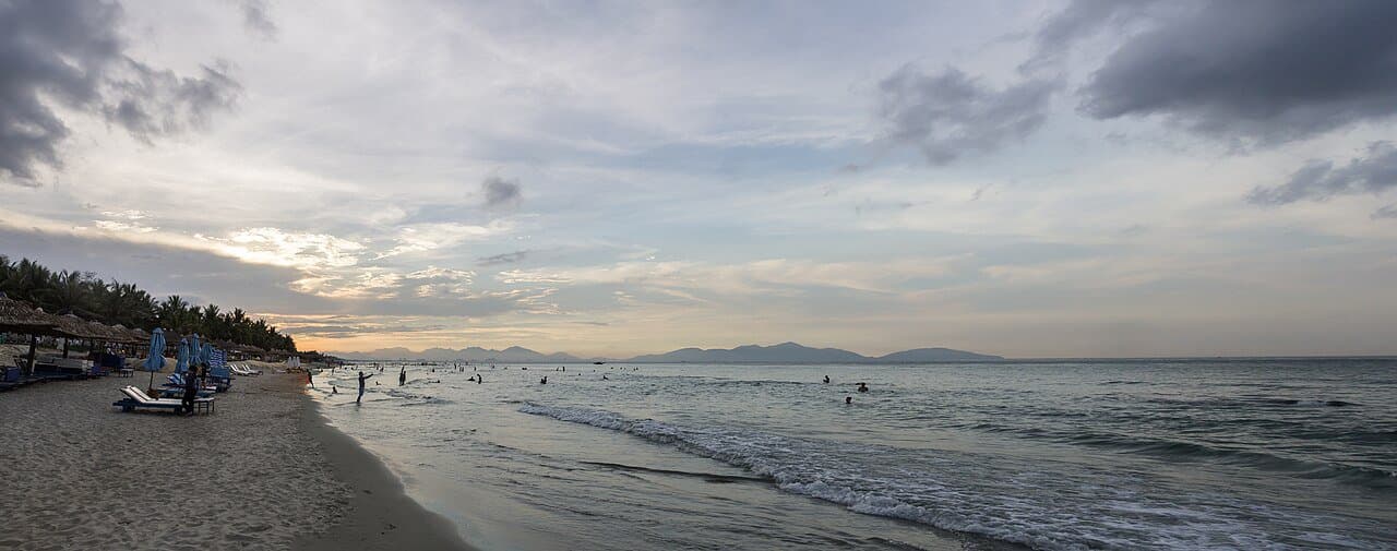 Cua Dai beach near Hoi An — a long sandy beach popular with families on central-coast holidays