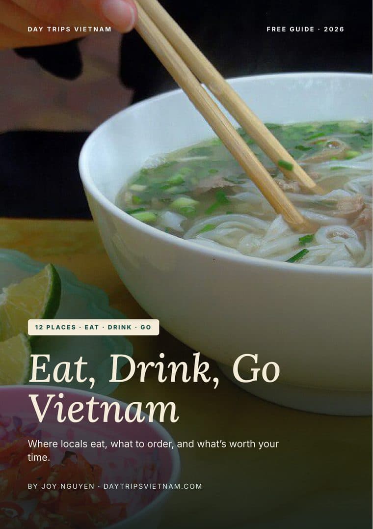 Cover of Eat, Drink, Go: Vietnam 2026, a bowl of phở with chopsticks